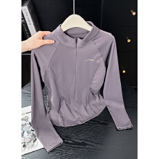 批发<b class='q'>运动</b>外套女2026新款春季速干拉链瑜伽服长袖显瘦专业跑步健身上衣