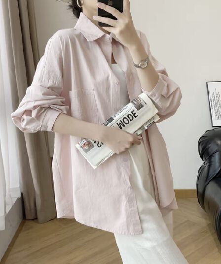 순면 워시 물 면 9부 소매 느긋한 바람 루즈핏 캐주얼 셔츠 맨위