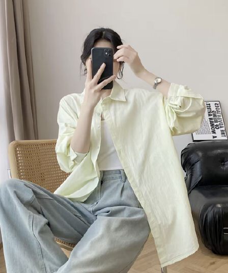 순면 워시 물 면 9부 소매 느긋한 바람 루즈핏 캐주얼 셔츠 맨위
