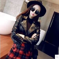 批发女短款外套小皮衣2026新款<b class='q'>春</b>秋季韩版潮流百搭机车服修身pu皮夹克