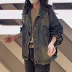 批发女士宽松大码女装牛仔短<b class='q'>外套</b>2026年秋季新款夹克上衣长袖常规百搭
