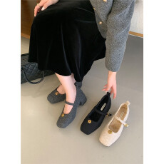 2025新款高跟玛丽珍女外穿加绒保暖单鞋