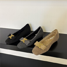 批发方头内增高蝴蝶结绒料保暖