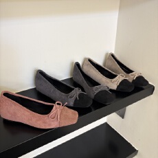 批发2026春季新款内增高蝴蝶结绒面单鞋四季款