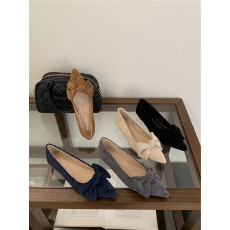 批发2026新款尖头蝴蝶结低跟四季单鞋