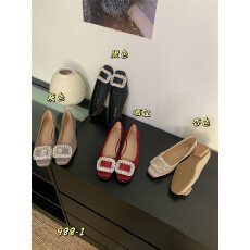 2026新款四季单鞋水钻方头粗跟