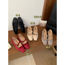 新款四季单鞋方头粗跟蝴蝶结甜美