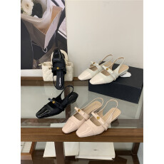 2026夏季新款包头凉鞋坡跟蝴蝶结小香风粉色方头