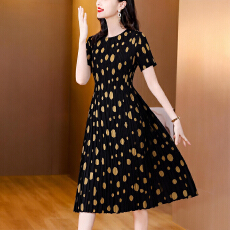 批发三宅风宽松<b class='q'>连衣裙</b>中老年妈妈加肥加大遮肉显瘦印花长裙