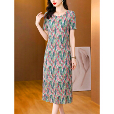 批发贵妇人褶皱连衣裙2026夏季新款高端气质名媛<b class='q'>大码</b>百褶裙<b class='q'>妈妈装</b>裙子