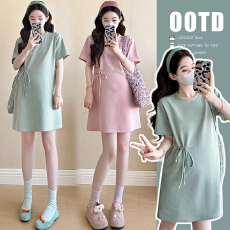 批发现实拍 夏季新款韩版宽松系绳孕妇<b class='q'>连衣裙</b>