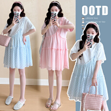 批发现实拍 夏季新款韩版雪纺拼接假两件宽松孕妇<b class='q'>连衣裙</b>