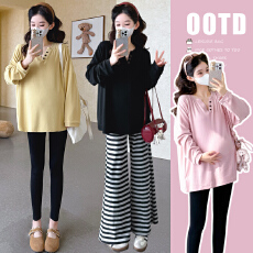 批发实拍 <b class='q'>春</b>季新款韩系慵懒风宽松T恤孕妇上衣