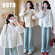 批发实拍  春季新款韩系娃娃衫宽松孕妇衬衫开衫