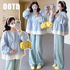 批发现现实拍 春季新款韩系宽松娃娃衫孕妇中长款上衣