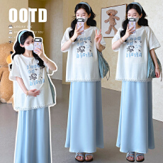 批发现实拍 夏季韩版宽松T恤+半身裙<b class='q'>孕妇</b><b class='q'>套装</b>两件套