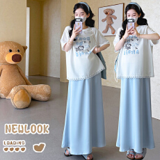 批发现实拍 夏季韩版宽松T恤+半身裙<b class='q'>孕妇</b><b class='q'>套装</b>两件套