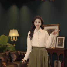 批发出货中 海棠未眠 复古港风秋冬<b class='q'>百搭</b>休闲宽松衬衫上衣通勤<b class='q'>百搭</b>