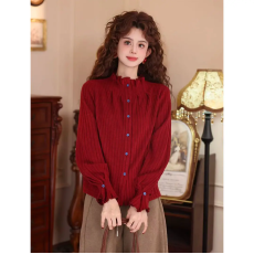 批发出货中 玻璃海 蓝色<b class='q'>衬衫</b>女款2025新款秋冬拼接百搭显瘦长袖上衣