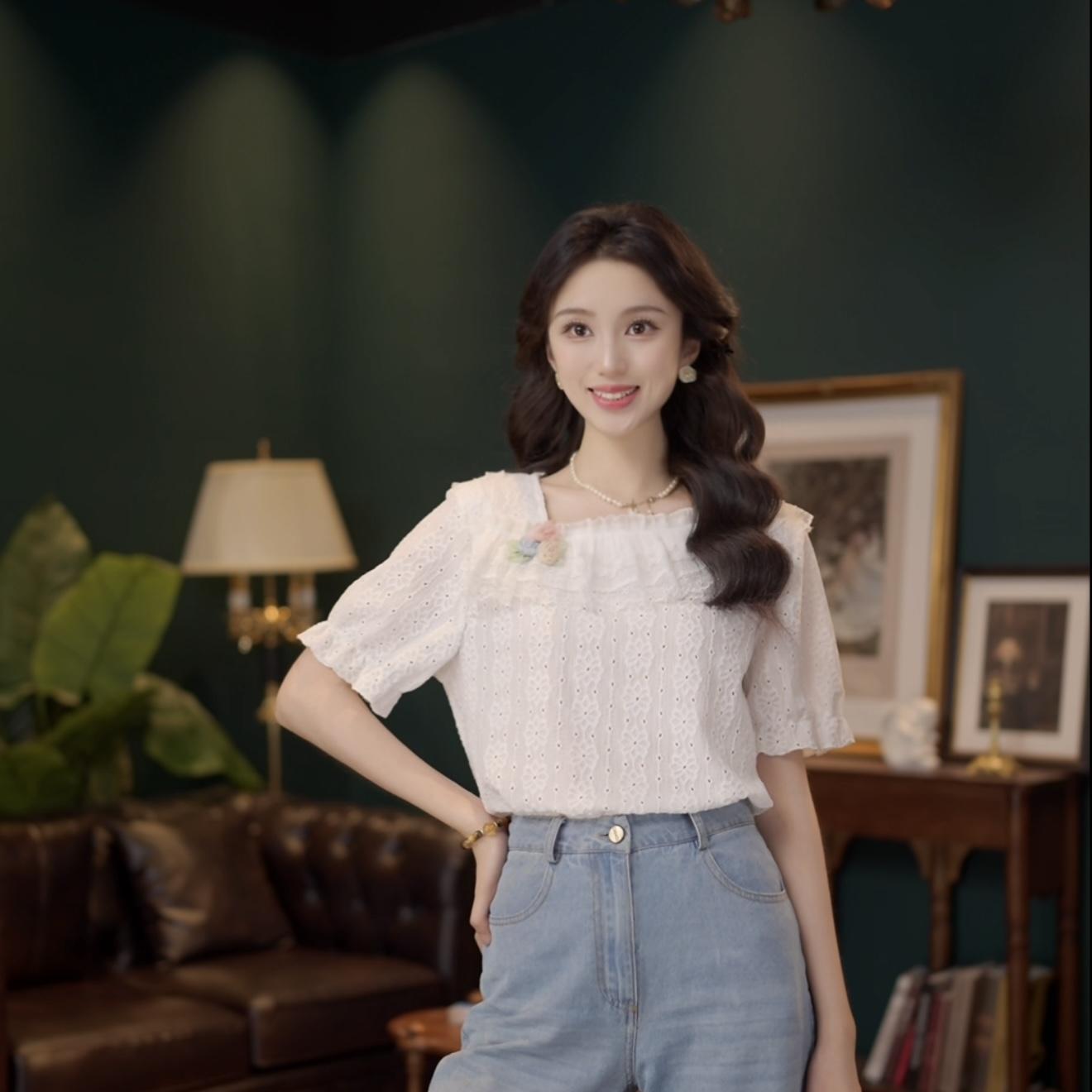 선적 중 화이트 꿈 나라 부드러운 셔츠 캐주얼 다용도 반팔 여성 셔츠 여름 맨위