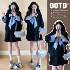 批发2025秋季新品甜美海军领学院风系带百搭时尚孕妇套装