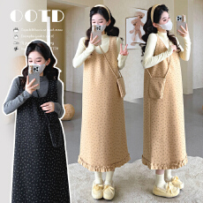 批发实拍2025秋冬新款背带裙+打底<b class='q'>上衣</b>两件套<b class='q'>孕妇</b><b class='q'>连衣裙</b>