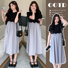 批发实拍2026夏季简约拼接<b class='q'>时尚</b>短袖<b class='q'>孕妇</b><b class='q'>连衣裙</b>