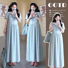 批发实拍现2026夏季韩系长款大码<b class='q'>孕妇</b> <b class='q'>连衣裙</b>