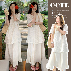 批发现 2026夏季新品雪纺拼接法式浪漫飘逸<b class='q'>大码</b>连衣裙