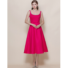 批发实拍法式设计感手工钻饰优雅气质收腰吊带<b class='q'>连衣裙</b>