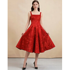 批发实拍优雅气质新款女装收腰显瘦小礼服提花吊带<b class='q'>连衣裙</b>