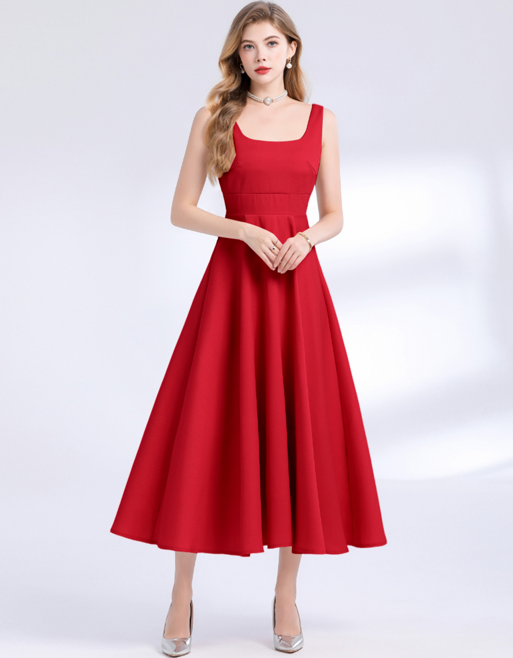 MY15264# 轻奢千金风无袖吊带收腰显瘦大摆蓬蓬裙吊带连衣裙女裝貨源服裝批發