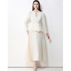 批发实拍小香风通勤西装短外套+提花高级感修身高腰显瘦<b class='q'>伞</b><b class='q'>裙</b>套装<b class='q'>裙</b>