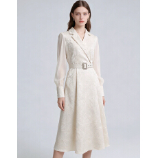 批发实拍法式<b class='q'>复古</b>宫廷风提花<b class='q'>长裙</b>优雅V领大摆显瘦连衣裙送腰带