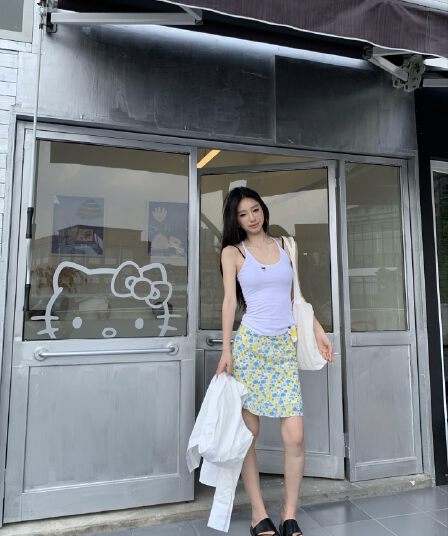 실사 정가 한 마디 반신 스커트 여름 타이트 스커트 치마 한 부서 로우 웨이스트 인어 꼬리 스커트 꽃무늬 미니 스커트