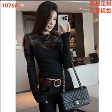 批发【西西】半高领<b class='q'>蕾丝拼接</b>加绒加厚打底上衣