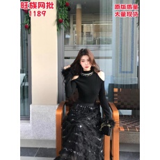 批发木子李的李【星缀墨<b class='q'>裙</b>】半高领露肩<b class='q'>修身</b>上衣