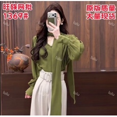 批发璐璐定制--春季新款飘带V领宽松设计感法式御姐风衬衫