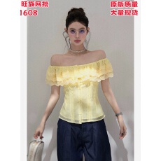 批发谢不肉 一字肩<b class='q'>蕾丝</b>花边短袖T恤女夏季小众气质收腰修身露肩上衣