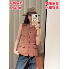 批发【吉满】欧版高质感小立领亚麻双色编织无袖马甲JM3228