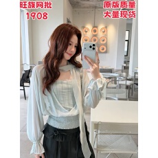 批发Even一雯清冷新贵韩系高智感<b class='q'>假两件</b>收腰上衣法式飘带雪纺<b class='q'>衬衫</b>女