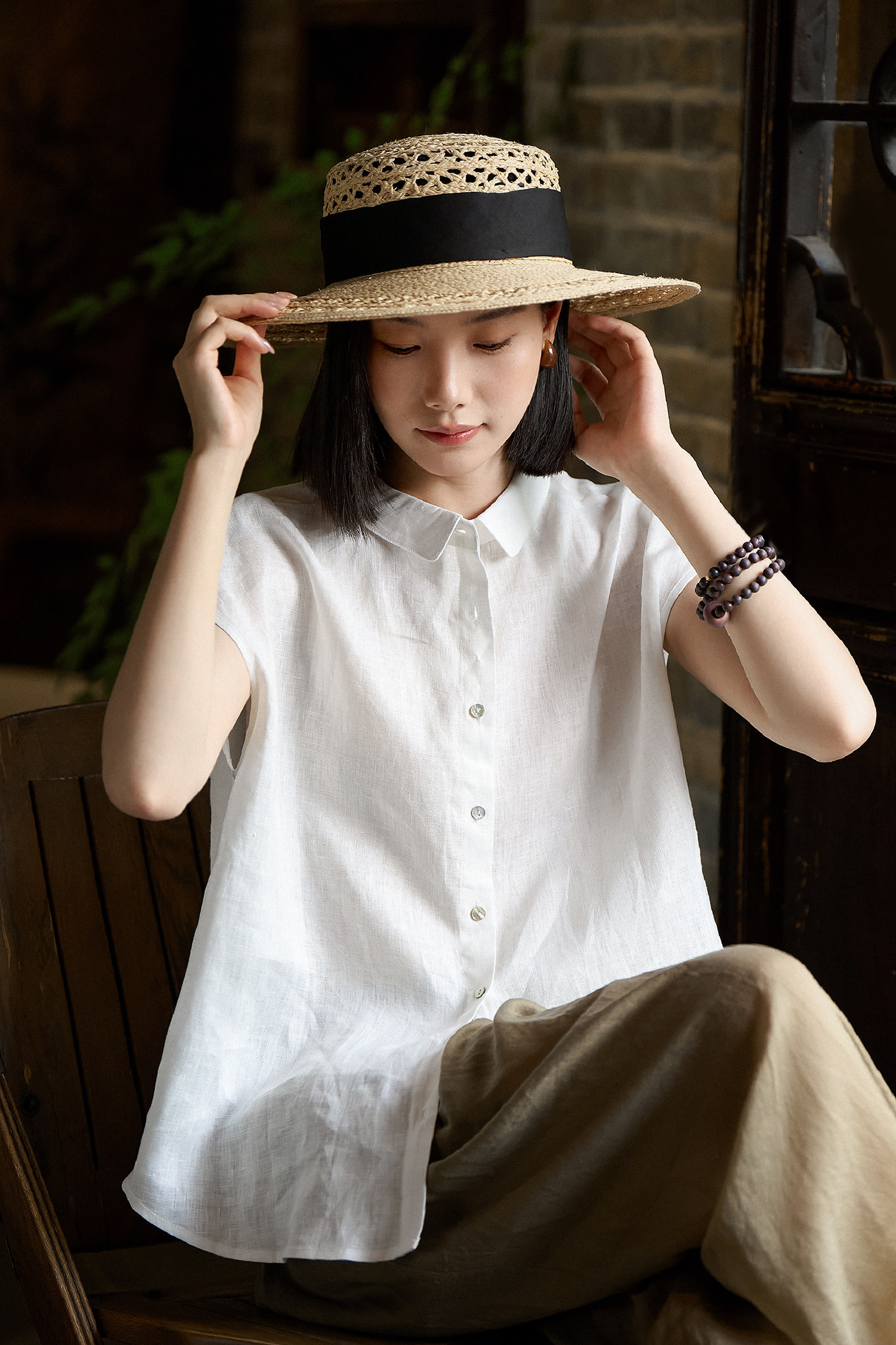 차가운 통기성 루즈핏 슬림해 보이는 캐주얼 민소매 작은 셔츠 레이스 반 스커트 26 여름 새로운