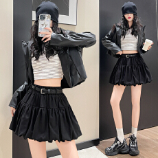 批发百褶短裙半身裙女2025秋季新款<b class='q'>高腰</b>显瘦花苞伞裙黑色a字<b class='q'>蓬蓬裙</b>子