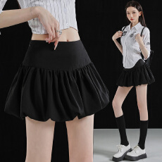 批发百褶花苞裙半身裙女秋2025新款<b class='q'>蓬蓬裙</b>短裙<b class='q'>高腰</b>A字裙半裙裙子裤裙
