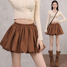 批发蓬蓬裙半身裙女秋2025新款麂皮绒短裙花苞裙裙伞裙裙子A字裙裤裙