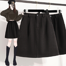 批发毛呢半身裙女25秋冬新款高腰通勤保暖A字裙时尚简约百搭花苞中裙