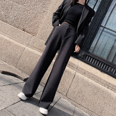 批发毛呢阔腿裤女25秋冬新款高腰垂感<b class='q'>休闲</b>直筒裤时尚百搭加厚保暖长裤