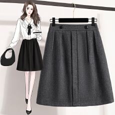 批发毛呢半身裙女2025<b class='q'>秋</b>冬新款高腰垂感时尚百搭A字裙遮胯显瘦中裙