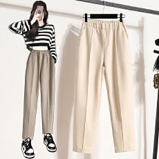 批发毛呢<b class='q'>哈伦裤</b>女25冬季新款松紧腰时尚百搭<b class='q'>九分</b>休闲裤加厚保暖毛呢裤