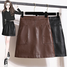 批发PU皮裙女新款复古高腰显瘦A字半身裙防走光包臀外穿时尚百搭短裙